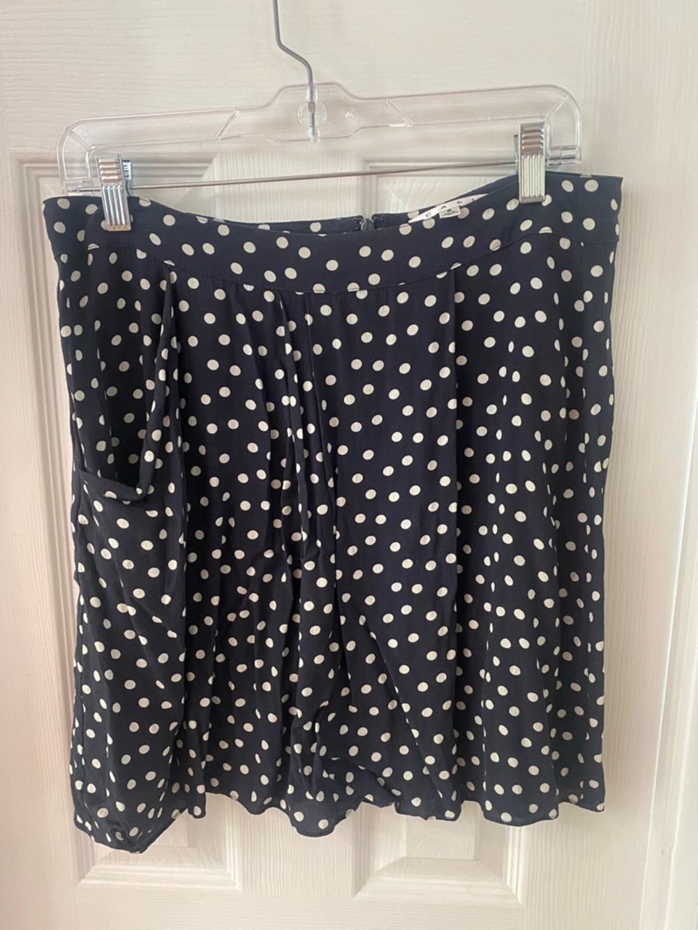 Women's Navy Blue Polka Dot Skirt - Classic A-Line- Cabi